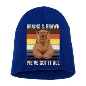 Bear Pride Brains And Brawn Gay Bear Brotherhood Funny Gift Short Acrylic Beanie