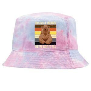 Bear Pride Brains And Brawn Gay Bear Brotherhood Funny Gift Tie-Dyed Bucket Hat