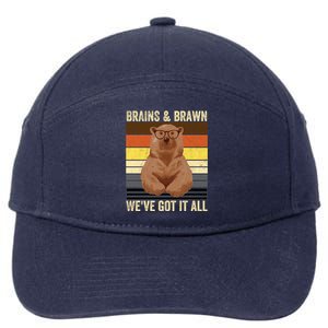 Bear Pride Brains And Brawn Gay Bear Brotherhood Funny Gift 7-Panel Snapback Hat