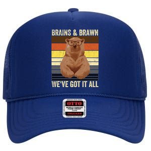 Bear Pride Brains And Brawn Gay Bear Brotherhood Funny Gift High Crown Mesh Back Trucker Hat