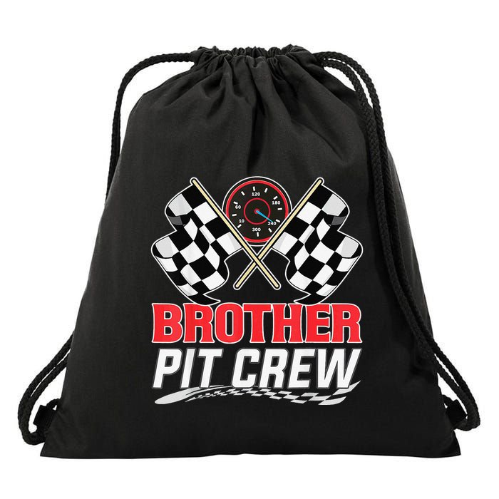 Brother Pit Crew Race Car Birthday Party Racing Family Drawstring Bag