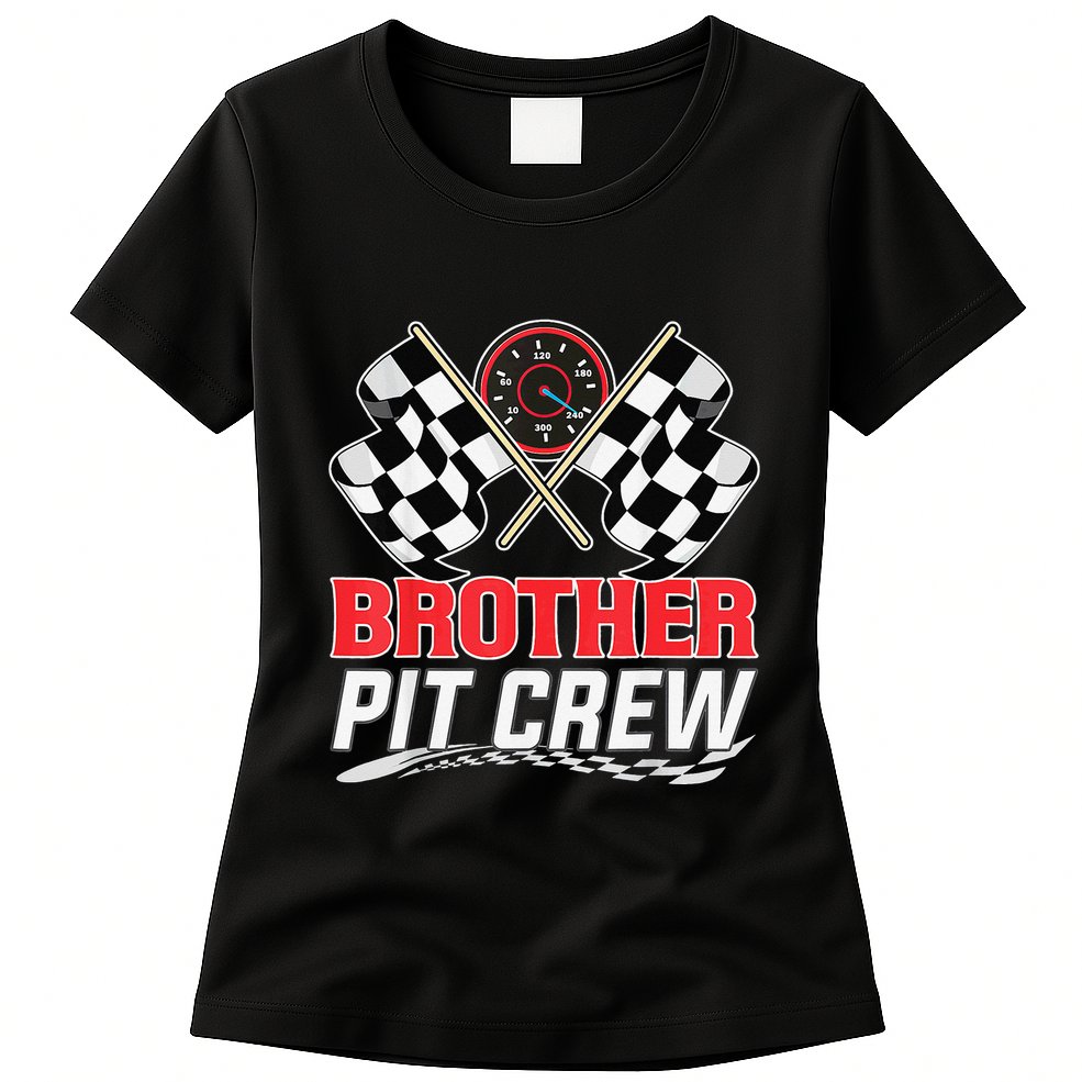 Brother Pit Crew Race Car Birthday Party Racing Family Womens T-Shirt