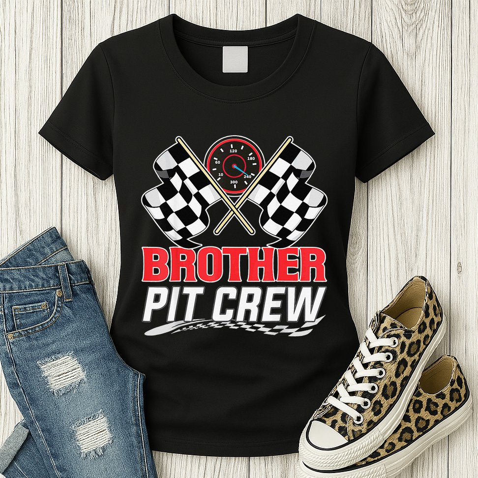 Brother Pit Crew Race Car Birthday Party Racing Family Womens T-Shirt