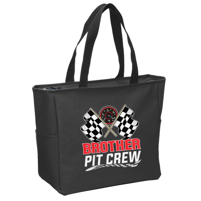 Brother Pit Crew Race Car Birthday Party Racing Family Zip Tote Bag