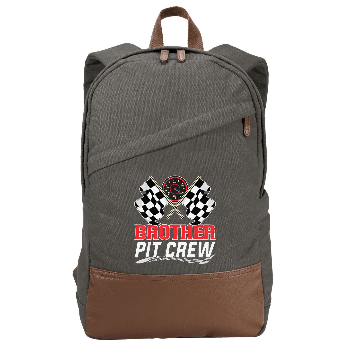 Brother Pit Crew Race Car Birthday Party Racing Family Cotton Canvas Backpack