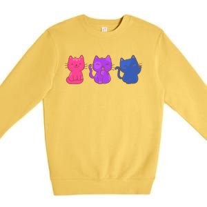 Bisexual Pride Cats Lgbtq Gift Premium Crewneck Sweatshirt