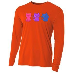 Bisexual Pride Cats Lgbtq Gift Cooling Performance Long Sleeve Crew