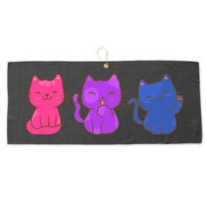 Bisexual Pride Cats Lgbtq Gift Large Microfiber Waffle Golf Towel