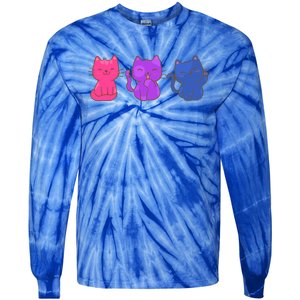 Bisexual Pride Cats Lgbtq Gift Tie-Dye Long Sleeve Shirt