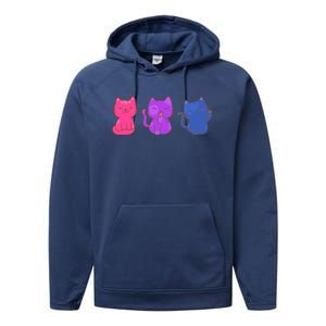 Bisexual Pride Cats Lgbtq Gift Performance Fleece Hoodie