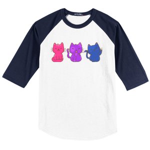 Bisexual Pride Cats Lgbtq Gift Baseball Sleeve Shirt