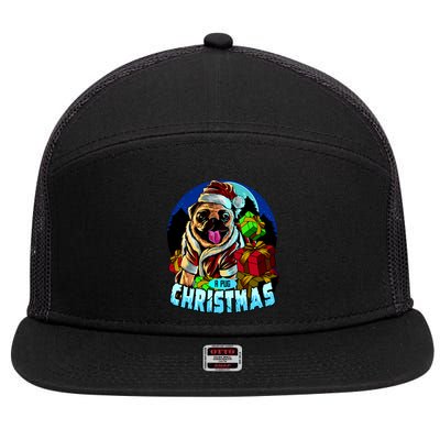 Best Pug Christmas 7 Panel Mesh Trucker Snapback Hat