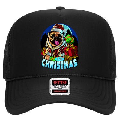 Best Pug Christmas High Crown Mesh Back Trucker Hat