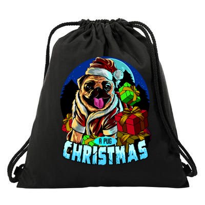 Best Pug Christmas Drawstring Bag