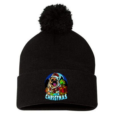 Best Pug Christmas Pom Pom 12in Knit Beanie