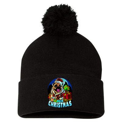 Best Pug Christmas Pom Pom 12in Knit Beanie