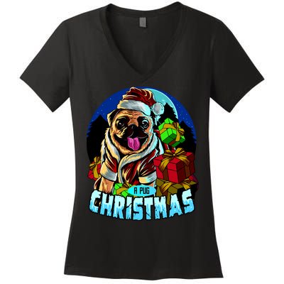 Best Pug Christmas Women's V-Neck T-Shirt