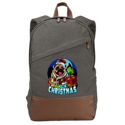 Best Pug Christmas Cotton Canvas Backpack