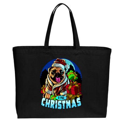 Best Pug Christmas Cotton Canvas Jumbo Tote