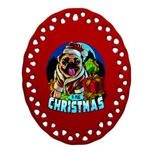 Best Pug Christmas Ceramic Oval Ornament