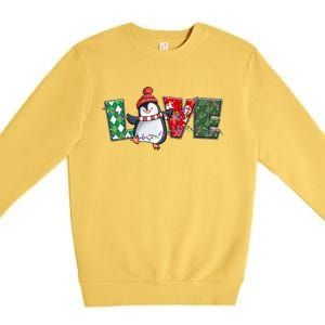 Baby Penguin Christmas Tree Light Tangled Pajama Xmas Gift Premium Crewneck Sweatshirt