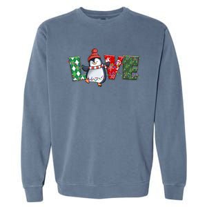 Baby Penguin Christmas Tree Light Tangled Pajama Xmas Gift Garment-Dyed Sweatshirt