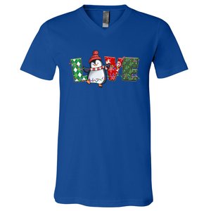 Baby Penguin Christmas Tree Light Tangled Pajama Xmas Gift V-Neck T-Shirt