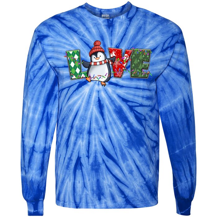 Baby Penguin Christmas Tree Light Tangled Pajama Xmas Gift Tie-Dye Long Sleeve Shirt