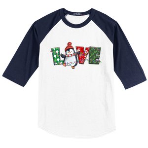 Baby Penguin Christmas Tree Light Tangled Pajama Xmas Gift Baseball Sleeve Shirt