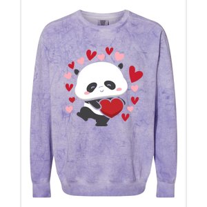 Bear Panda Cute Heart Love Rotic Valentine's Couple Cute Gift Colorblast Crewneck Sweatshirt