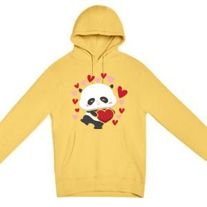 Bear Panda Cute Heart Love Rotic Valentine's Couple Cute Gift Premium Pullover Hoodie