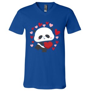 Bear Panda Cute Heart Love Rotic Valentine's Couple Cute Gift V-Neck T-Shirt