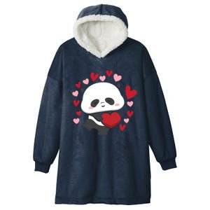 Bear Panda Cute Heart Love Rotic Valentine's Couple Cute Gift Hooded Wearable Blanket