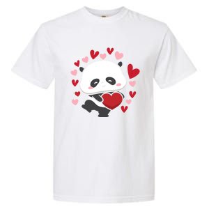 Bear Panda Cute Heart Love Rotic Valentine's Couple Cute Gift Garment-Dyed Heavyweight T-Shirt