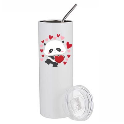 Bear Panda Cute Heart Love Rotic Valentine's Couple Cute Gift Stainless Steel Tumbler