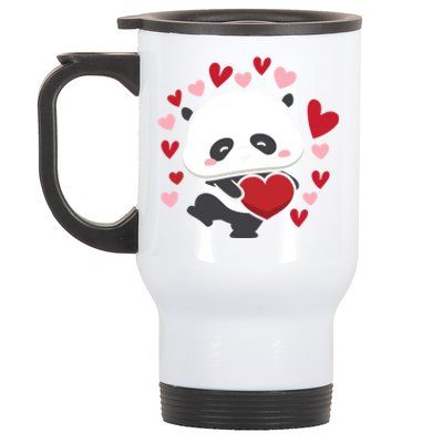 Bear Panda Cute Heart Love Rotic Valentine's Couple Cute Gift Stainless Steel Travel Mug