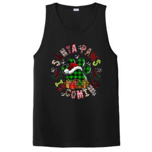 Buffalo Plaid Christmas Santa Paws Is Coming Dog Santa Hat Cute Gift PosiCharge Competitor Tank