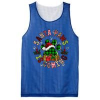 Buffalo Plaid Christmas Santa Paws Is Coming Dog Santa Hat Cute Gift Mesh Reversible Basketball Jersey Tank