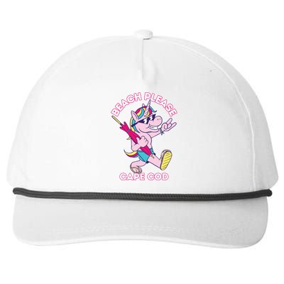 Beach Please Cape Cod Funny Unicorn Beach Vacation Mode Gift Snapback Five-Panel Rope Hat