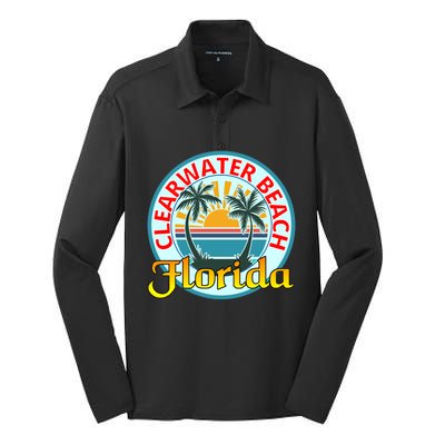 Beach Please Clearwater Beach Florida Beach Spring Break Cute Gift Silk Touch Performance Long Sleeve Polo