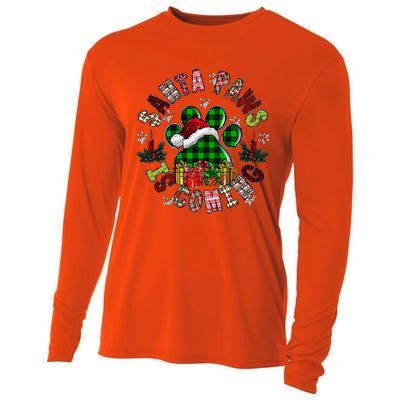 Buffalo Plaid Christmas Santa Paws Is Coming Dog Santa Hat Great Gift Cooling Performance Long Sleeve Crew