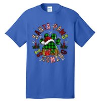 Buffalo Plaid Christmas Santa Paws Is Coming Dog Santa Hat Great Gift Tall T-Shirt