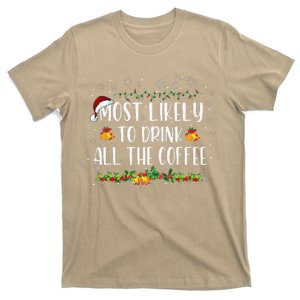 Buffalo Plaid Christmas Most Likely To Drink All The Coffee T-Shirt