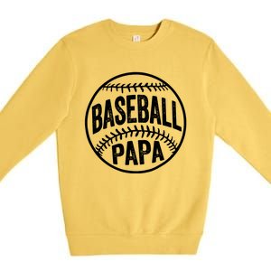 Baseball Papa Coach Fathers Day Premium Crewneck Sweatshirt