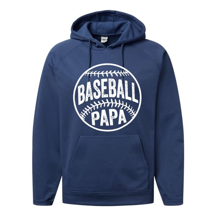 Baseball Papa Coach Fathers Day Performance Fleece Hoodie