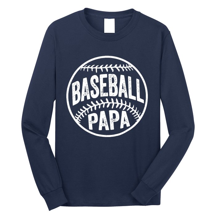 Baseball Papa Coach Fathers Day Long Sleeve Shirt