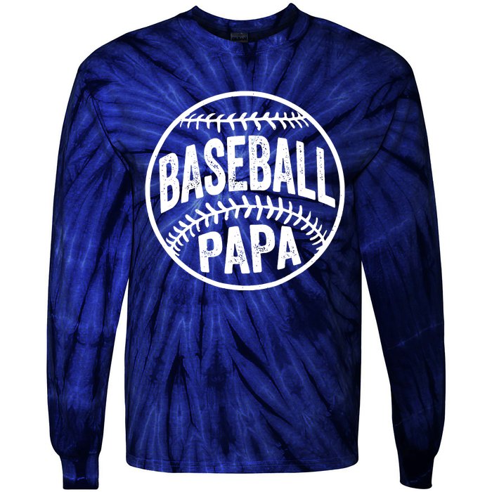 Baseball Papa Coach Fathers Day Tie-Dye Long Sleeve Shirt