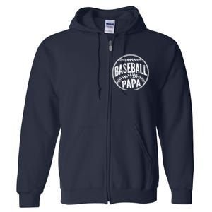 Baseball Papa Coach Fathers Day Full Zip Hoodie