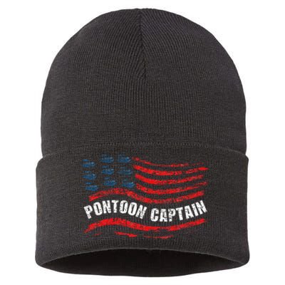 Boating Pontoon Captain Women 4th Of July Pontoon Boat Sustainable Knit Beanie