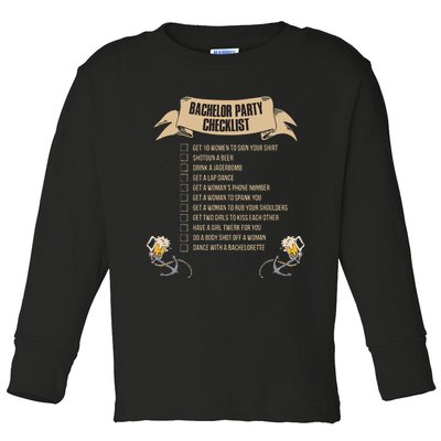 Bachelor Party Checklist Toddler Long Sleeve Shirt